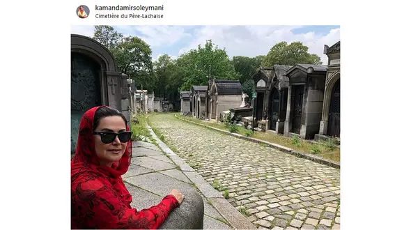 عکس جالب خانم بازیگر ایرانی در یک گورستان خارجی!