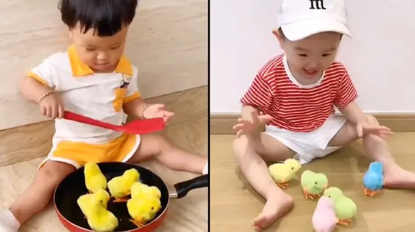 واکنش بچه ها به جوجه + فیلم