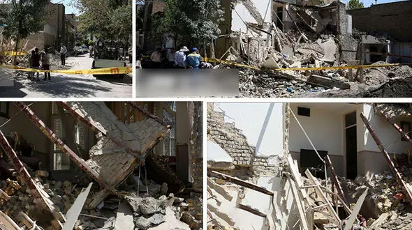 ریزش یک ساختمان در مشهد/ تخلیه ساختمان‌های مجاور به دلیل ترکیدگی لوله گاز
