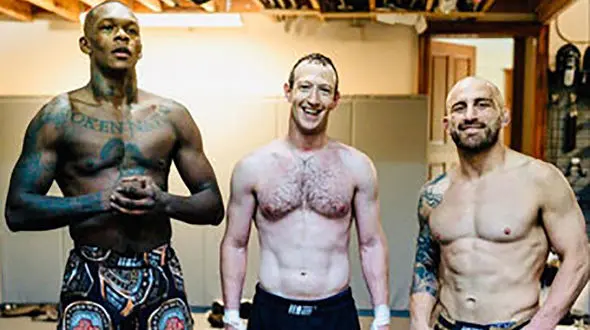 مارک زاکربرگ در کنار دو قهرمان یواف‌سی/ خط و نشان برای ایلان ماسک! + عکس