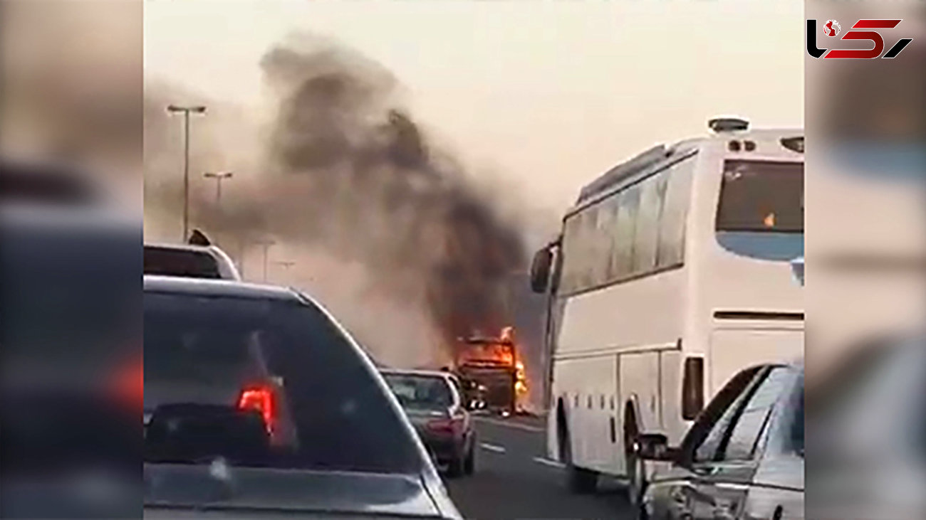 اتوبوس پر از مسافر در جاده آتش گرفت / مسافران چه شدند؟