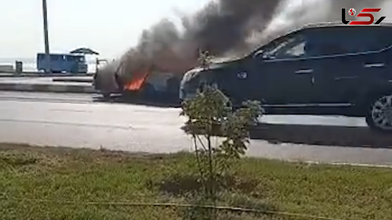 آتش‌گرفتن خودرو در بولوار ساحلی بندرعباس + فیلم