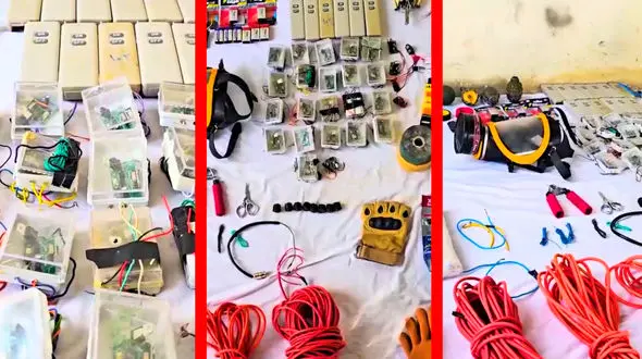 فیلم لحظه کشف کارگاه تولید مواد منفجره و جلیقه انتحاری جیش‌الظلم در ایرانشهر