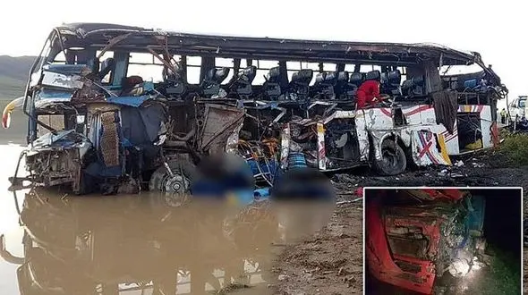عکس اجساد 36 مسافر خارجی که در  اتوبوس له شدند/ اتوبوس پوکید+عکس اتوبوس 
