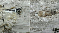 تصویر وحشتناک از سقوط پراید با 4 سرنشینبه داخل رودخانه رودبار فومن+ عکس
