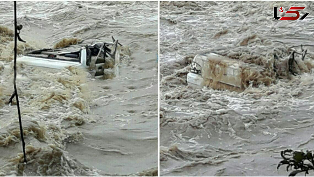 تصویر وحشتناک از سقوط پراید با 4 سرنشینبه داخل رودخانه رودبار فومن+ عکس