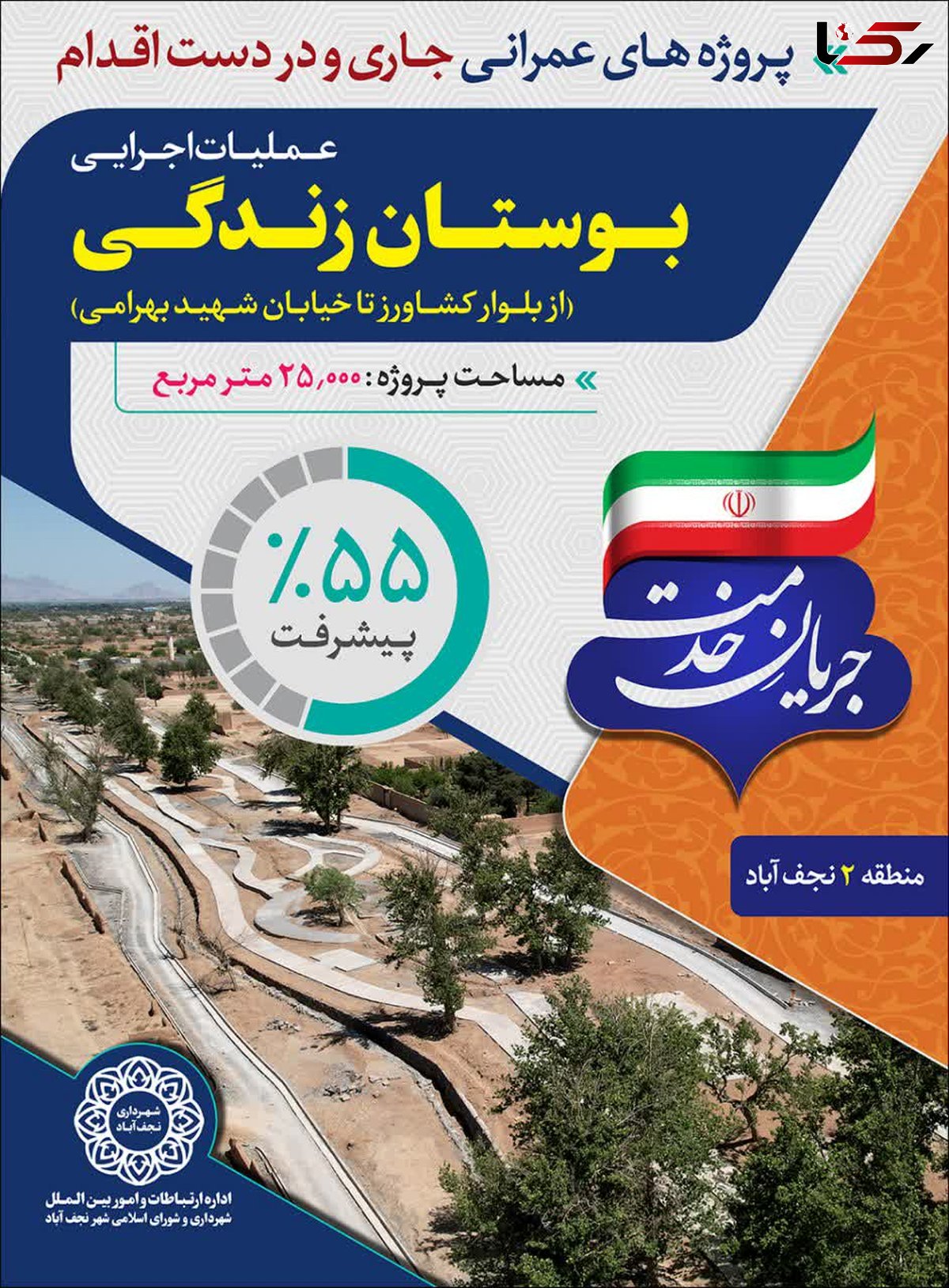 جریان خدمت در عملیات اجرایی بوستان زندگی با پیشرفت ۵۵ درصدی