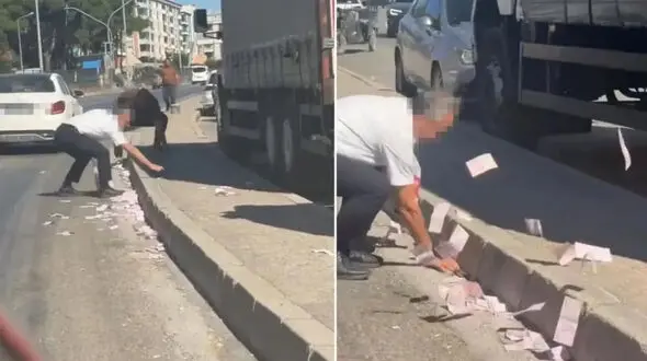باران پول در بزرگراه / ماشین ها همه ترمز کردند