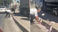 باران پول در بزرگراه / ماشین ها همه ترمز کردند