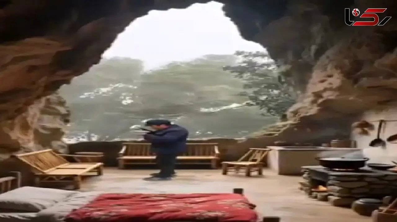 معماری خلاقانه؛ یارو خونه ساخته تو غار بیرون طوفانه داره درختو از جا میکنه این ریلکسه