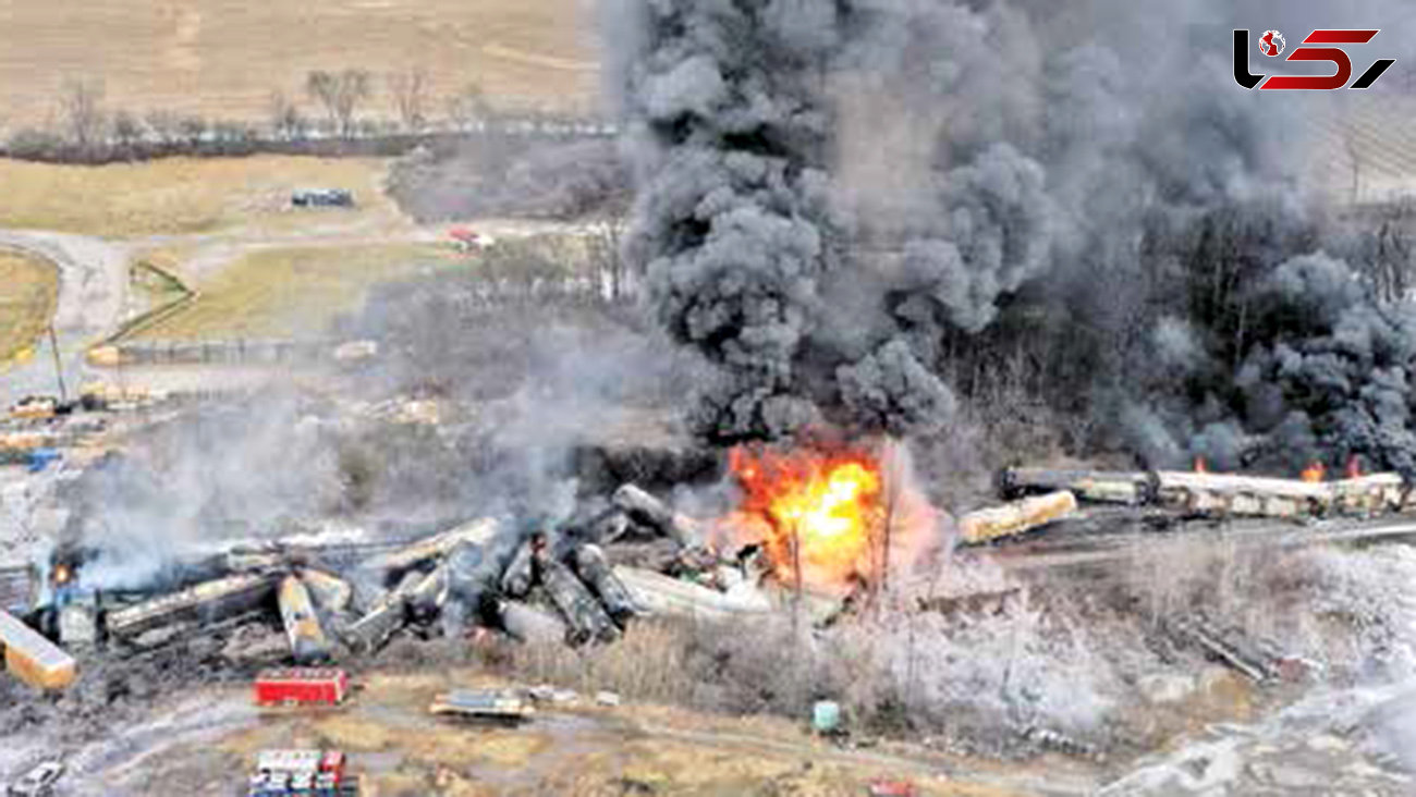 فاجعه ریلی در اوهایو + عکس و جزئیات انفجار قطار حامل مواد شیمیایی سمی