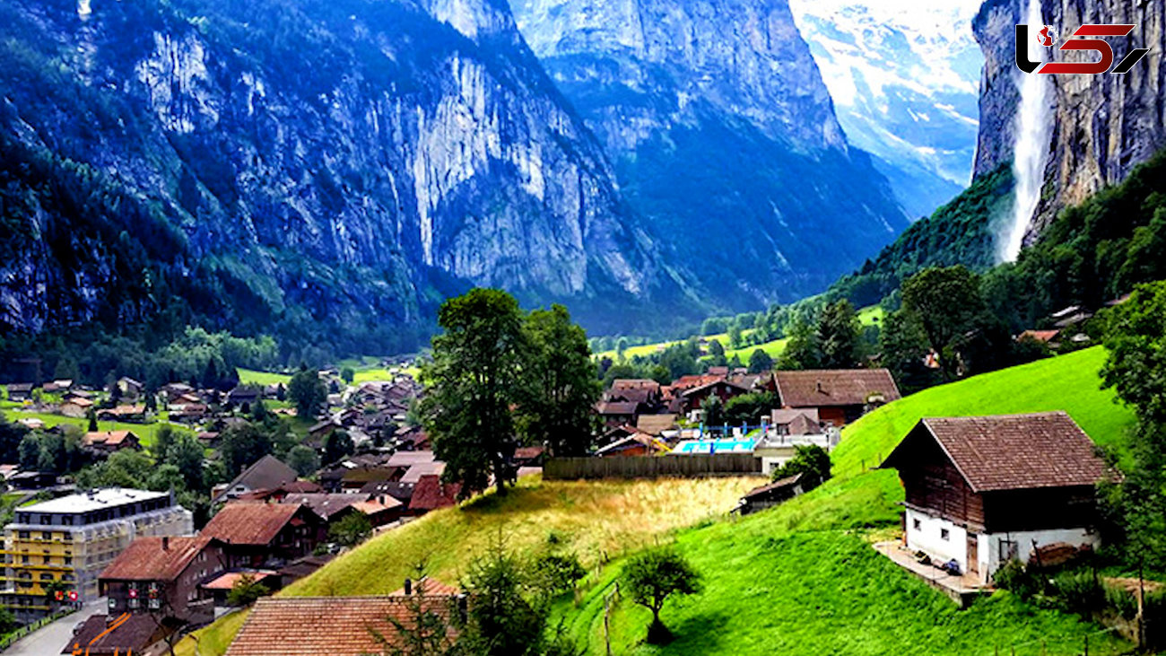 پرواز بر فرازِ روستایی در سوئیس از میانِ برجِ ساعت تا آبشار + فیلم 