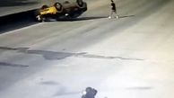 موتورسوار باهوش جانش را از یک تصادف مرگبار نجات داد + فیلم