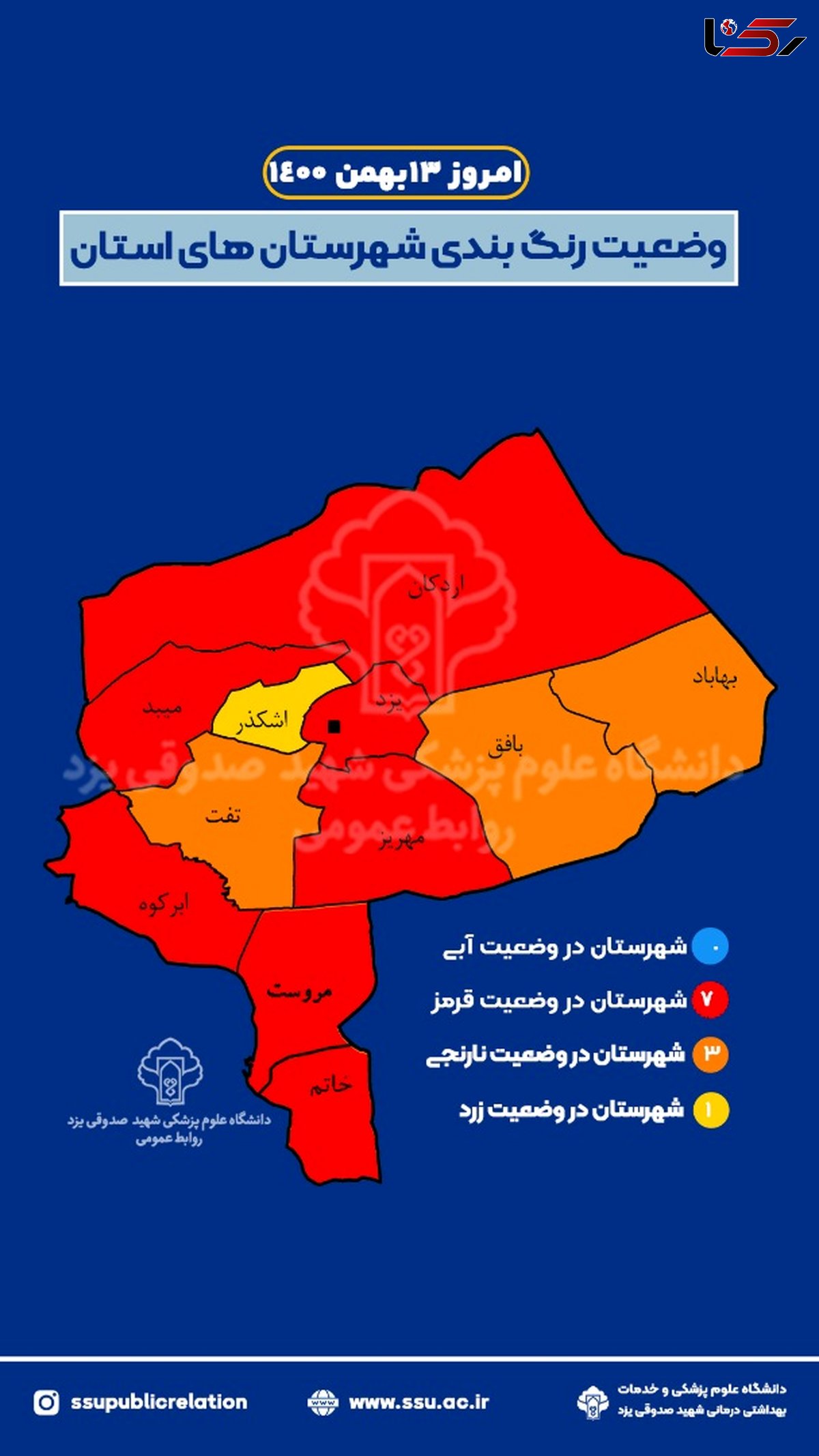 غلبه کرونا بر یزد/ بیشتر شهرستان ها قرمز شدند