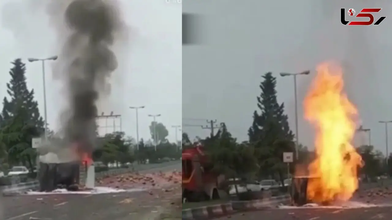 فیلم انفجار وانت پر از هندوانه در چمخاله + عکس