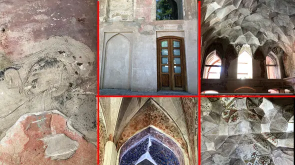 مرمت عمرات کلاه فرنگی قزوین در گرو تخصیص منابع / از یادگاری نویسان در این بنا شکایت کرده ایم + فیلم