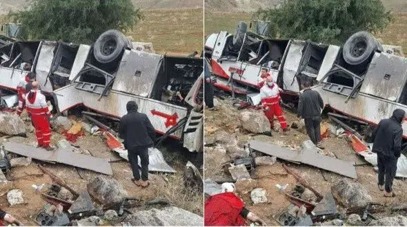 فیلم دلخراش صحنه سقوط اتوبوس در پلدختر/مشکلات جدی مدیریت بحران در میدان نمایان است!