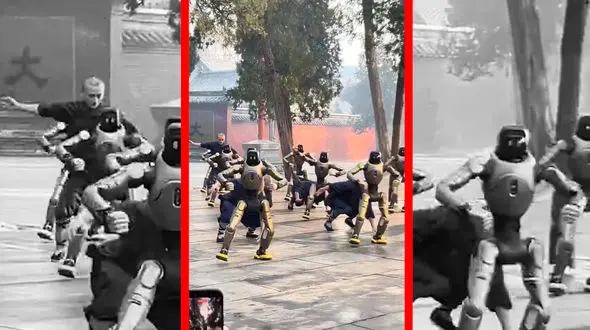فیلم تمرین رزمی ربات‌ها به سبک شائولین