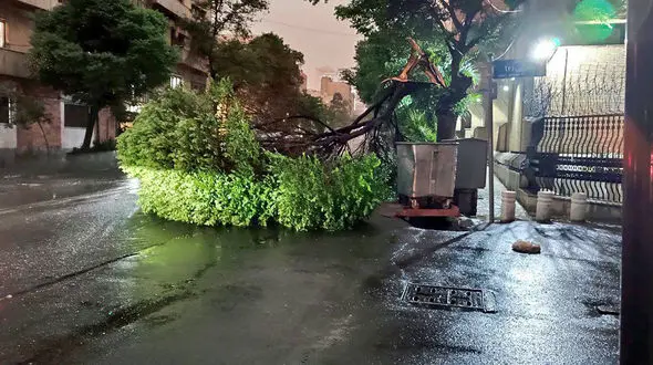 طوفان و رعد و برق در تهران همچنان ادامه دارد 