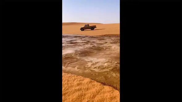 ببینید/ صحرای ربع الخالی عربستان بعد از بارش باران