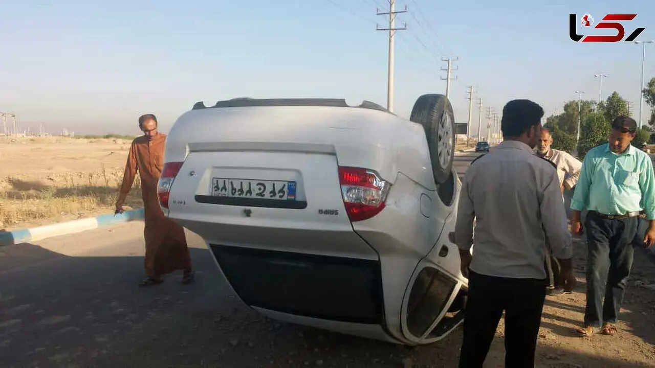 واژگونی ساینا در اتوبان خرمشهر به آبادان +عکس