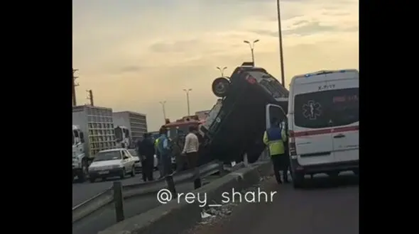 فیلم چپ کردن ماشین یگان ویژه پلیس در جنوب تهران