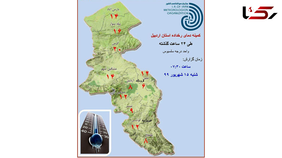 بررسی وضعیت جوی استان اردبیل