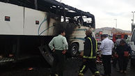 حریق اتوبوس مسافربری در انارک نایین + عکس
