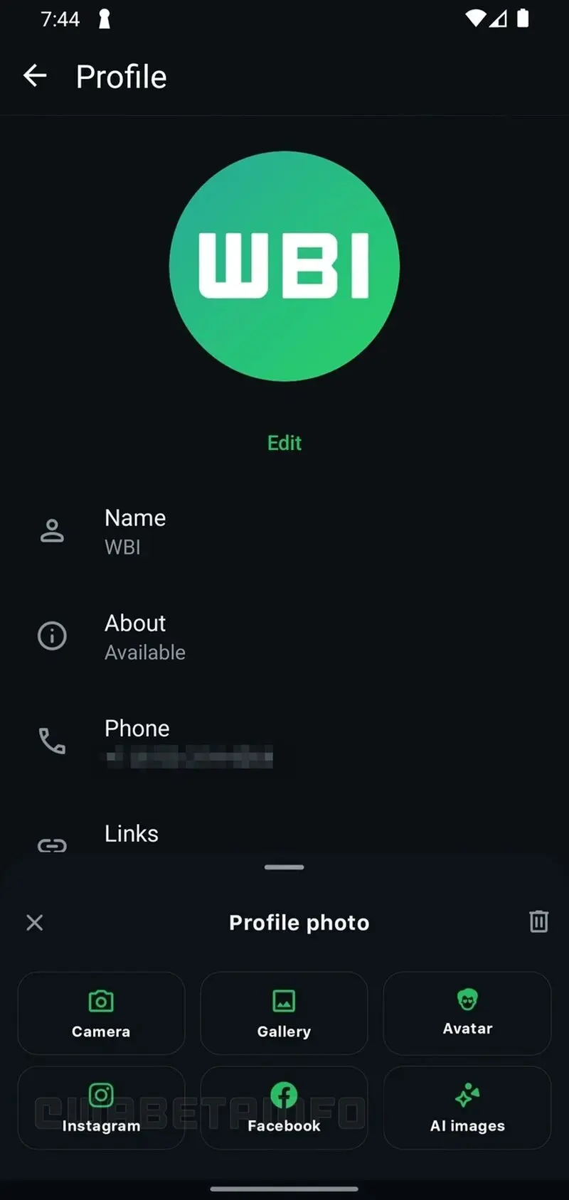 قابلیت انتخاب عکس پروفایل از اینستاگرام در واتساپ