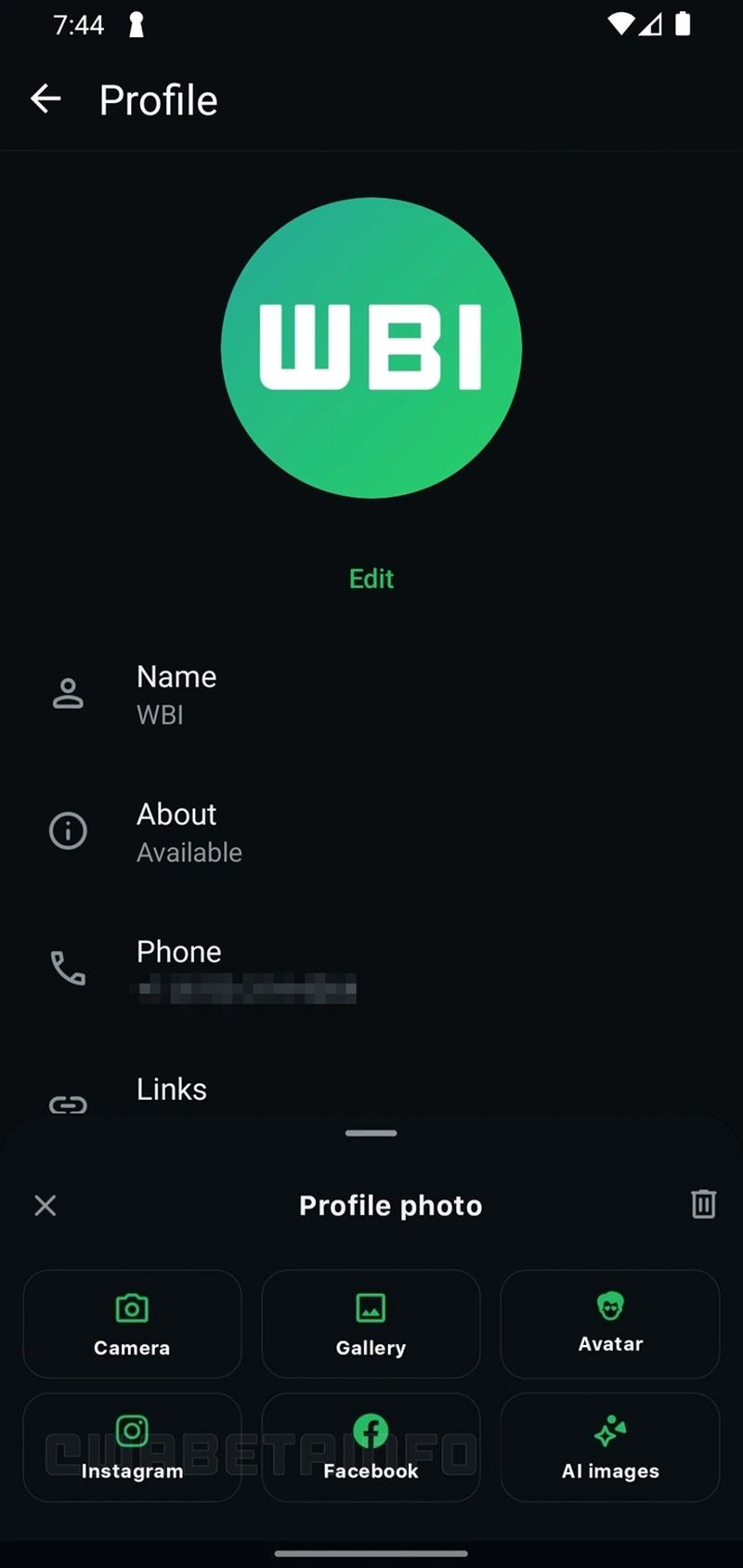 قابلیت انتخاب عکس پروفایل از اینستاگرام در واتساپ