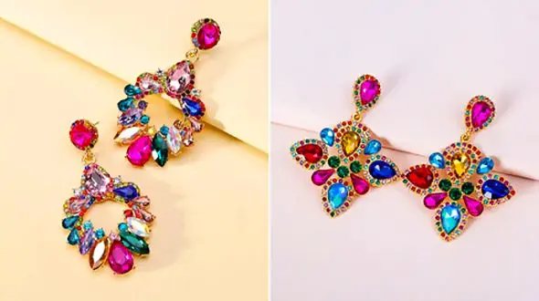 انتخابی خاص؛ گوشواره آویزی نگین‌ دار رنگارنگ، 15 مدل پرطرفدار
