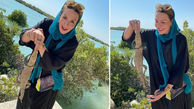 حرکت خطرناک بازیگر زن ایرانی / آزیتا ترکاشوند یک گاندو را در آغوش گرفت ! + عکس