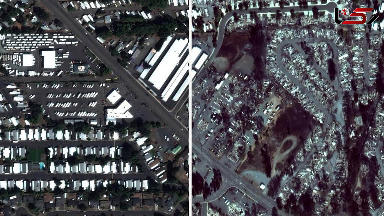 تصاویر ماهواره ای از خسارات آتش سوزی ایالت اورگان‌