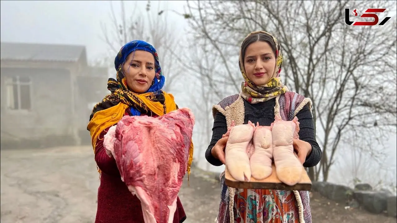 فیلم/ پخت دیدنی 4 زبان بزرگ گاو با پلو توسط دو بانوی روستایی آستارایی 