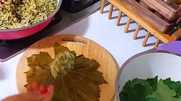 دلمه برگ مو ناهار دورهمی جمعه ها + فیلم