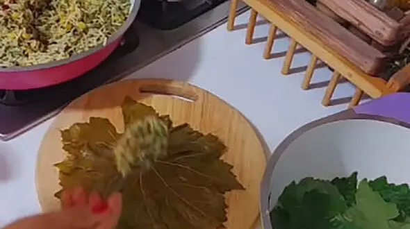 دلمه برگ مو ناهار دورهمی جمعه ها + فیلم