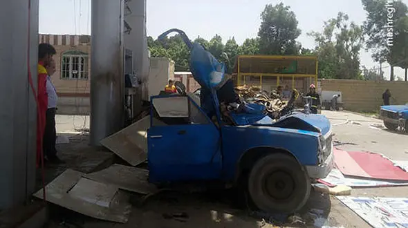 ببینید / لحظه انفجار هولناک وانت نیسان در جایگاه سوخت +فیلم