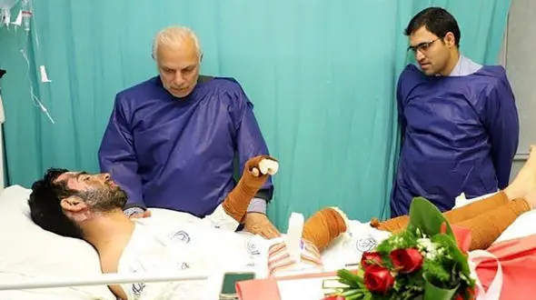 آخرین خبر از وضعیت جسمانی پلیس فداکار / وحید سوخت تا شاهد مرگ دلخراش یک مرد نباشد+ عکس