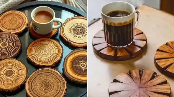 15 مدل زیر لیوانی چوبی مدرن که میز شما را جذاب‌ تر می‌ کند