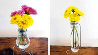 با استفاده از لامپ های حبابی غیر قابل مصرف گلدان بسازید.