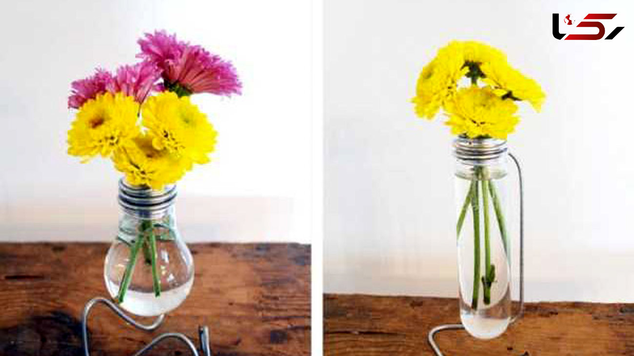با استفاده از لامپ های حبابی غیر قابل مصرف گلدان بسازید.