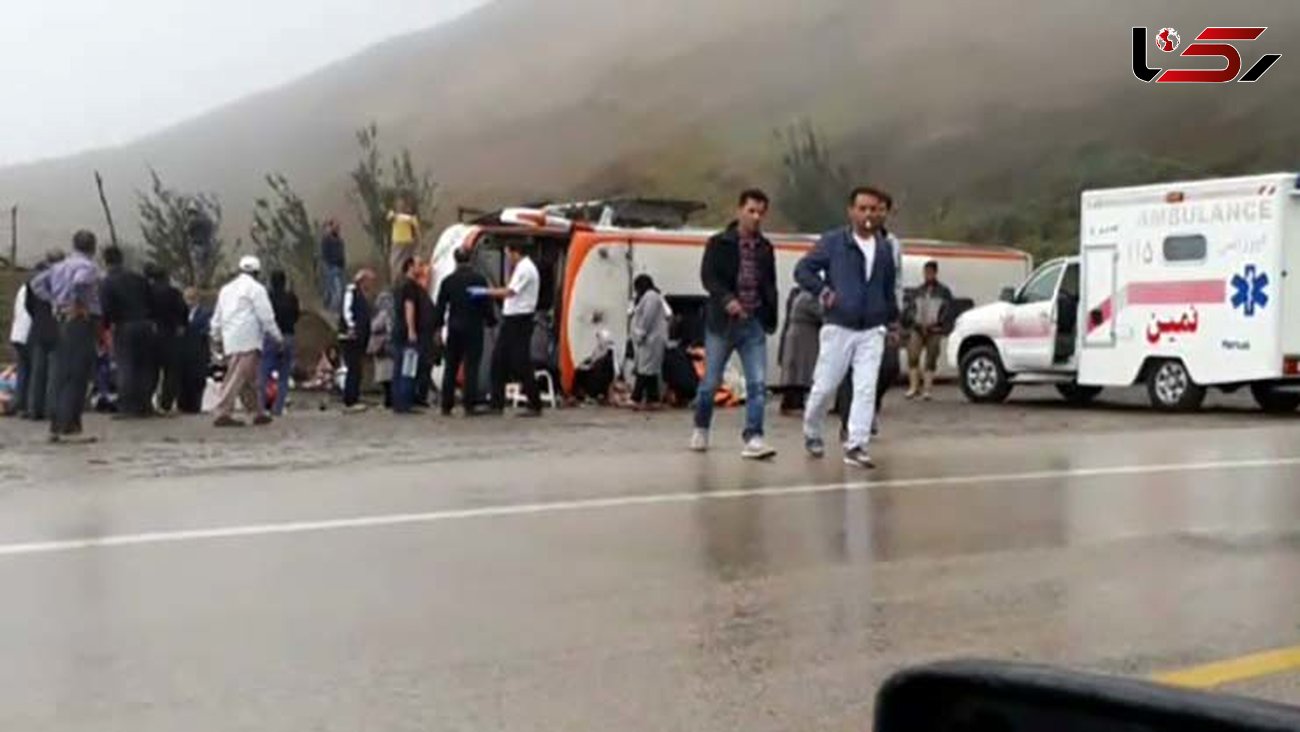 فوری / واژگونی هولناک اتوبوس مسافربری در اردبیل