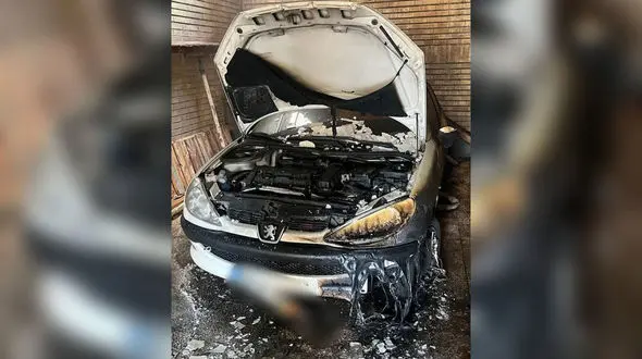 سوختن یک پژو در پارکینگ ساختمانی در تبریز