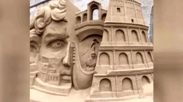 فیلم مجسمه هایی که با شن و ماسه ساخته شده اند + فیلم