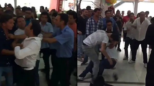کتک زدن بازیگر مرد در یک صف شلوغ +عکس