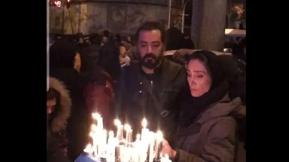 عکس / همدردی هدیه تهرانی با بازماندگان سقوط هواپیمای اوکراین در امیرکبیر + عکس