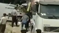 فیلم هولناک از تصادف دلخراش اتوبوس و کامیون در نهاوند