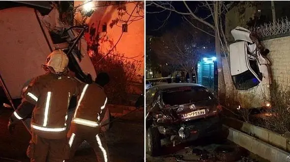 عجیب اما واقعی / پراید بر روی یک خانه در سعادت آباد پرواز کرد+ تصاویر