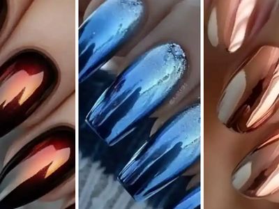 زیباترین ایده‌ های طراحی ناخن کروم / خلاقیت در استایل براق + گالری تصاویر