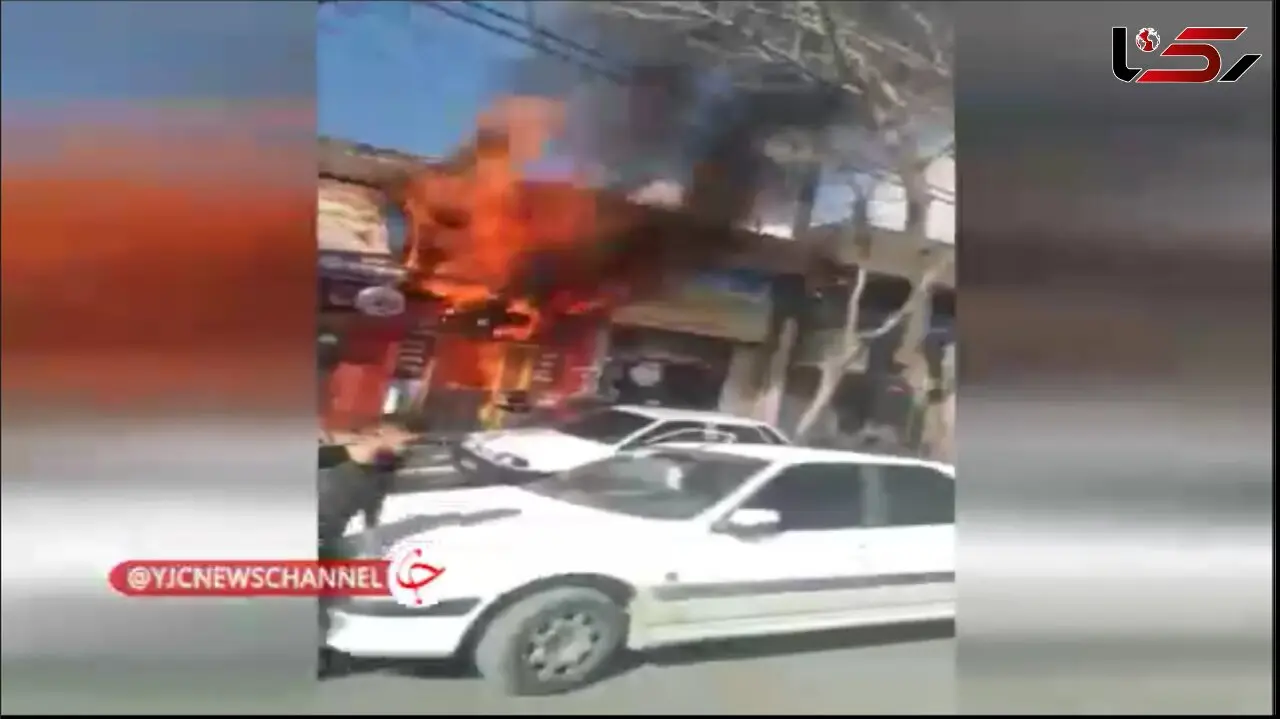 فیلم آتش سوزی هولناک یک مغازه در اصفهان / صدای انفجارها همه جا را فراگرفته بود + عکس